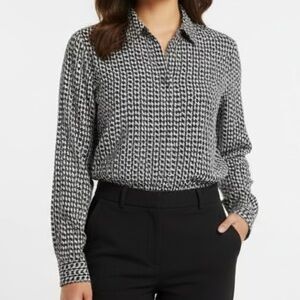 MICHAEL Michael Kors Women's Black and White Chain Link Print Blouse